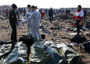 Ramasitele avionului doborat de Iran in ianuarie.